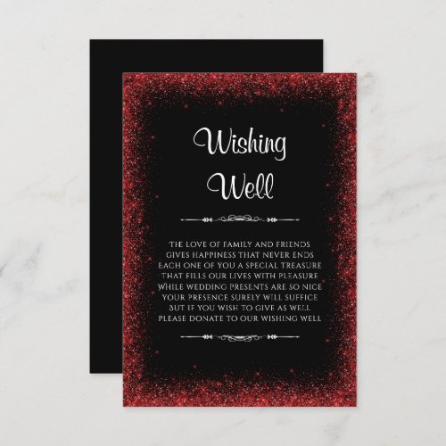 Red Faux Glitter Wedding Wishing Well Enclosure Card