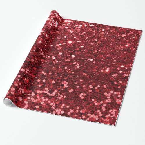Red Faux Glitter Wrapping Paper