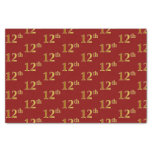 [ Thumbnail: Red, Faux Gold 12th (Twelfth) Event Tissue Paper ]