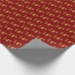 [ Thumbnail: Red, Faux Gold 14th (Fourteenth) Event Wrapping Paper ]