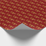 [ Thumbnail: Red, Faux Gold 19th (Nineteenth) Event Wrapping Paper ]