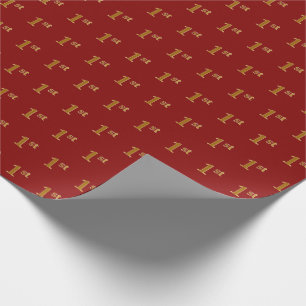 Red, Faux Gold 1st (First) Event Wrapping Paper