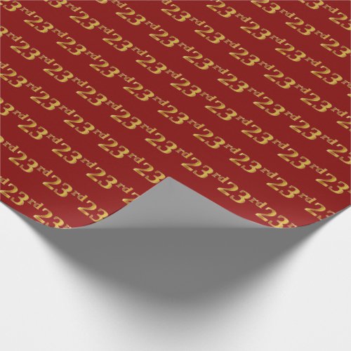 Red Faux Gold 23rd Twenty_Third Event Wrapping Paper