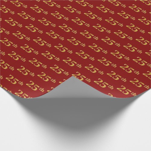 Red Faux Gold 25th Twenty_Fifth Event Wrapping Paper