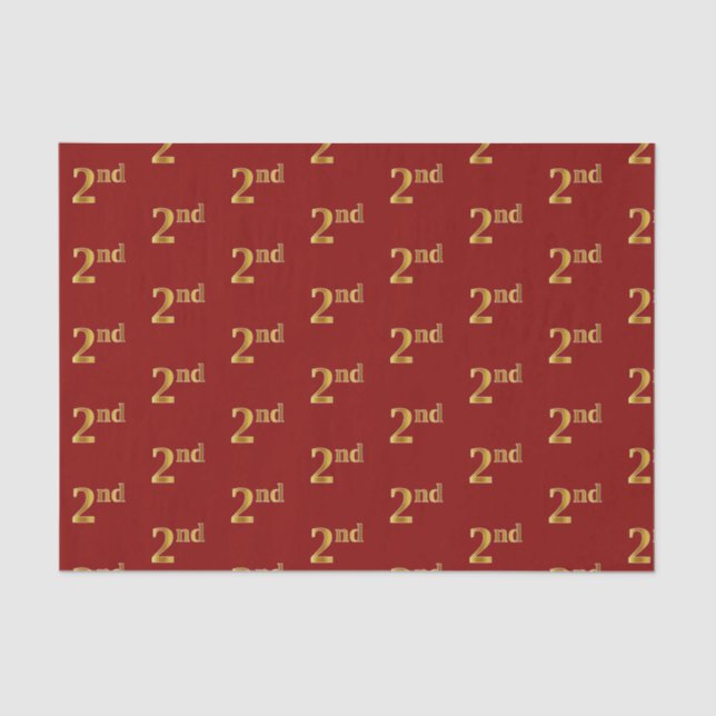 Red, Faux Gold 2nd (Second) Event Tissue Paper (Front)