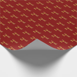 Red, Faux Gold 2nd (Second) Event Wrapping Paper