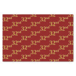 [ Thumbnail: Red, Faux Gold 32nd (Thirty-Second) Event Tissue Paper ]