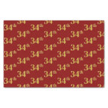 [ Thumbnail: Red, Faux Gold 34th (Thirty-Fourth) Event Tissue Paper ]