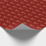 [ Thumbnail: Red, Faux Gold 3rd (Third) Event Wrapping Paper ]