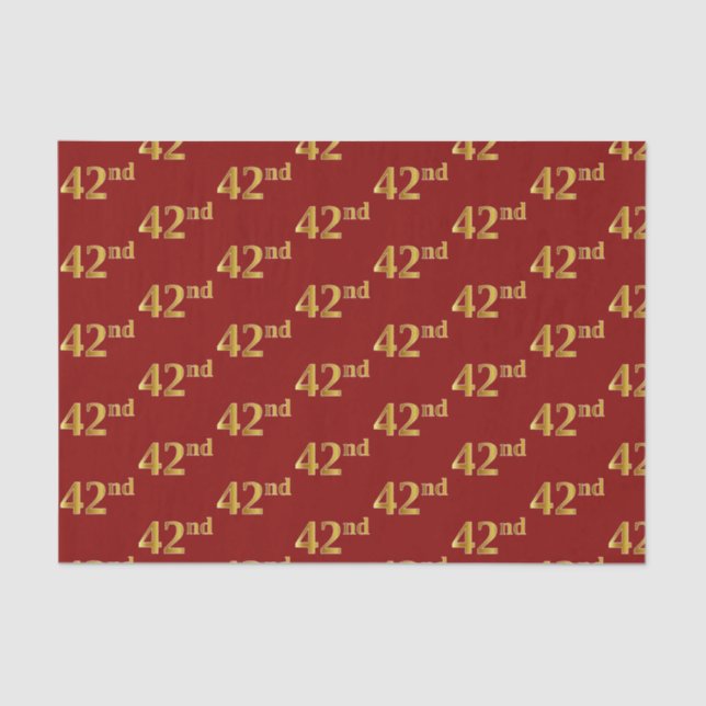 Red, Faux Gold 42nd (Forty-Second) Event Tissue Paper (Front)