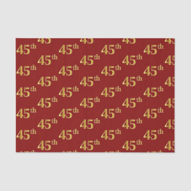 Red, Faux Gold 45th (Forty-Fifth) Event Tissue Paper (Front)