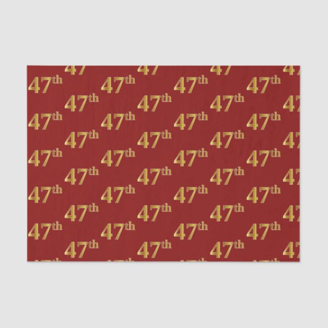 Red, Faux Gold 47th (Forty-Seventh) Event Tissue Paper (Front)