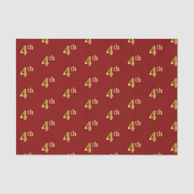 Red, Faux Gold 4th (Fourth) Event Tissue Paper (Front)