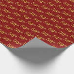 [ Thumbnail: Red, Faux Gold 50th (Fiftieth) Event Wrapping Paper ]