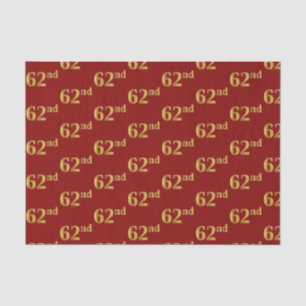 Red, Faux Gold 62nd (Sixty-Second) Event Tissue Paper
