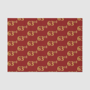 Red, Faux Gold 63rd (Sixty-Third) Event Tissue Paper