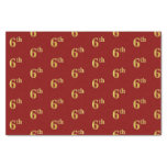 [ Thumbnail: Red, Faux Gold 6th (Sixth) Event Tissue Paper ]