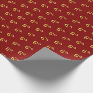Red, Faux Gold 6th (Sixth) Event Wrapping Paper