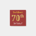 [ Thumbnail: Red, Faux Gold 70th Birthday, With Custom Name Notes ]