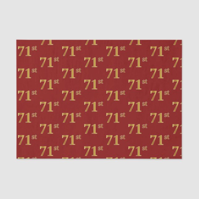Red, Faux Gold 71st (Seventy-First) Event Tissue Paper (Front)