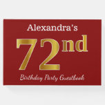 [ Thumbnail: Red, Faux Gold 72nd Birthday Party + Custom Name Guest Book ]