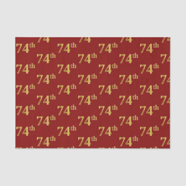 Red, Faux Gold 74th (Seventy-Fourth) Event Tissue Paper (Front)
