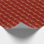 [ Thumbnail: Red, Faux Gold 74th (Seventy-Fourth) Event Wrapping Paper ]