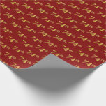 [ Thumbnail: Red, Faux Gold 74th (Seventy-Fourth) Event Wrapping Paper ]