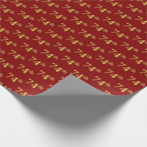 Red Faux Gold 74th Seventy_Fourth Event Wrapping Paper