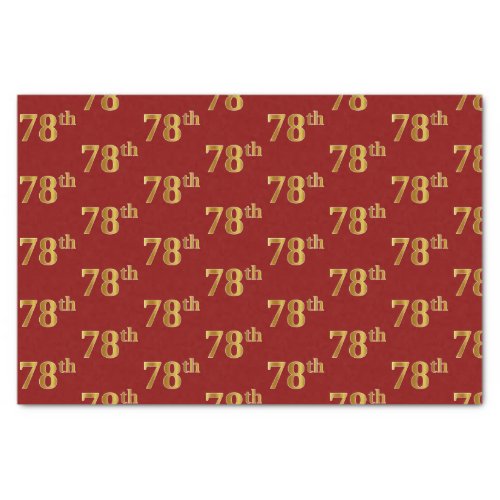 Red Faux Gold 78th Seventy_Eighth Event Tissue Paper