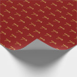 [ Thumbnail: Red, Faux Gold 7th (Seventh) Event Wrapping Paper ]