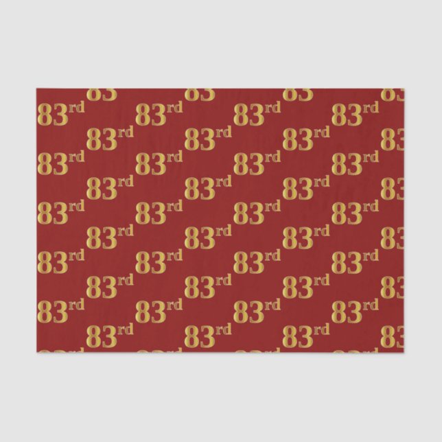 Red, Faux Gold 83rd (Eighty-Third) Event Tissue Paper (Front)