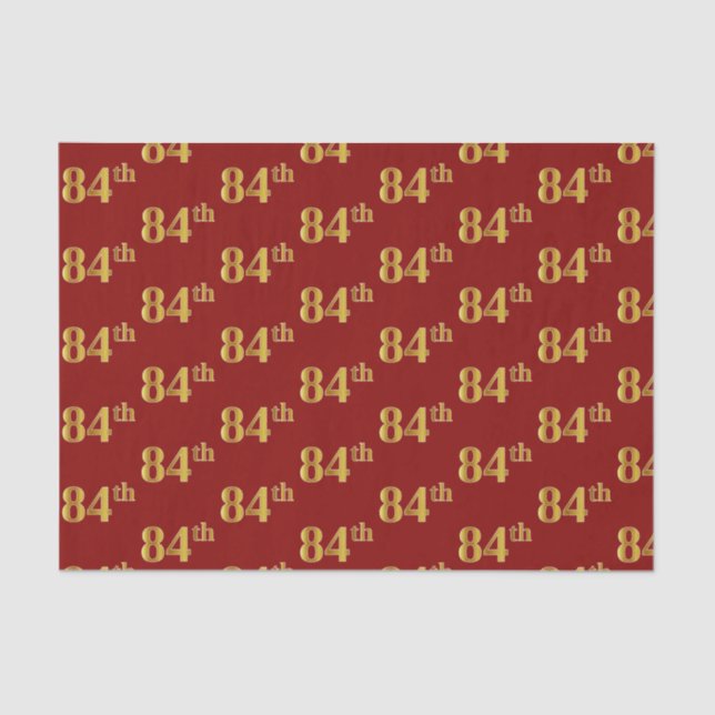 Red, Faux Gold 84th (Eighty-Fourth) Event Tissue Paper (Front)