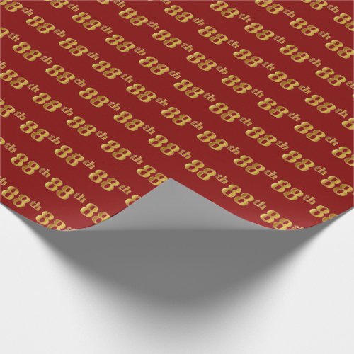 Red Faux Gold 88th Eighty_Eighth Event Wrapping Paper