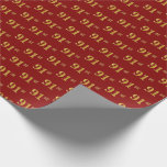 [ Thumbnail: Red, Faux Gold 91st (Ninety-First) Event Wrapping Paper ]