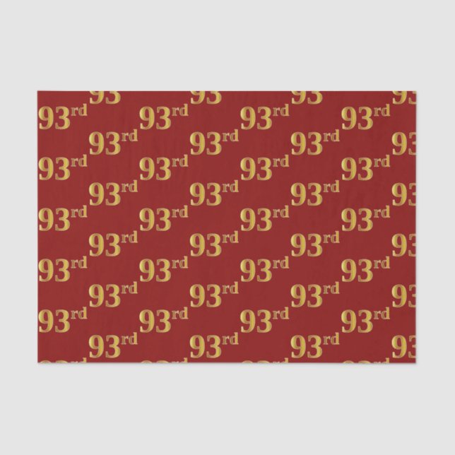 Red, Faux Gold 93rd (Ninety-Third) Event Tissue Paper (Front)