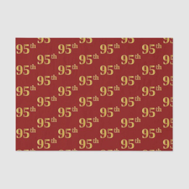 Red, Faux Gold 95th (Ninety-Fifth) Event Tissue Paper (Front)