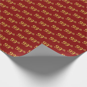 Red, Faux Gold 99th (Ninety-Ninth) Event Wrapping Paper