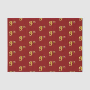 Red, Faux Gold 9th (Ninth) Event Tissue Paper