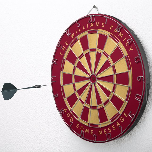 Red Faux Gold Custom Name Elegant Classic Dart Board (Creator Uploaded)
