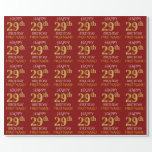 [ Thumbnail: Red, Faux Gold "Happy 29th Birthday" Wrapping Paper ]