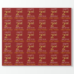 [ Thumbnail: Red, Faux Gold "Happy 2nd Birthday" Wrapping Paper ]