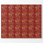 [ Thumbnail: Red, Faux Gold "Happy 65th Birthday" Wrapping Paper ]