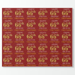 [ Thumbnail: Red, Faux Gold "Happy 66th Birthday" Wrapping Paper ]