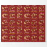 [ Thumbnail: Red, Faux Gold "Happy 67th Birthday" Wrapping Paper ]