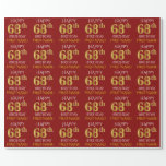 [ Thumbnail: Red, Faux Gold "Happy 68th Birthday" Wrapping Paper ]