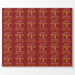 [ Thumbnail: Red, Faux Gold "Happy 71st Birthday" Wrapping Paper ]