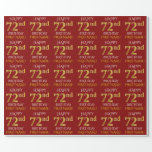 [ Thumbnail: Red, Faux Gold "Happy 72nd Birthday" Wrapping Paper ]