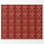 [ Thumbnail: Red, Faux Gold "Happy 76th Birthday" Wrapping Paper ]