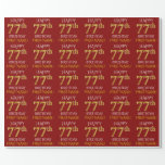 [ Thumbnail: Red, Faux Gold "Happy 77th Birthday" Wrapping Paper ]